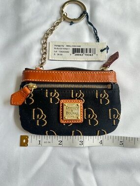 Dooney & Bourke Black & Tan Monogram Coin Case Keyring